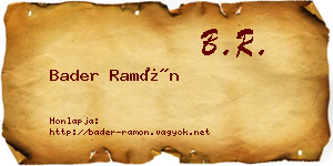 Bader Ramón névjegykártya